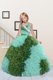 Halter Top Sleeveless Fabric With Rolling Flowers Pageant Gowns For Girls Beading and Ruffles Lace Up