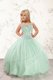 Beauteous Apple Green Ball Gowns Beading Flower Girl Dresses Lace Up Tulle Sleeveless Floor Length