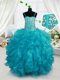 Pretty Sleeveless Lace Up Floor Length Beading and Ruffles Flower Girl Dresses