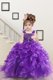 Sleeveless Floor Length Beading and Ruffles Lace Up Child Pageant Dress with Purple