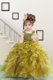 Yellow Green Organza Lace Up Straps Sleeveless Floor Length Little Girls Pageant Dress Wholesale Beading and Ruffles