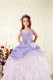 Pretty Sleeveless Floor Length Beading and Ruffled Layers and Hand Made Flower Lace Up Child Pageant Dress with Lavender