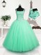 Sophisticated Turquoise Ball Gowns Straps Sleeveless Tulle Floor Length Lace Up Beading and Sequins Child Pageant Dress