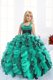 Vintage Floor Length Ball Gowns Sleeveless Teal Flower Girl Dress Lace Up