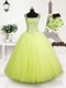 Noble Yellow Green Sleeveless Beading and Sequins Floor Length Flower Girl Dresses