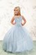 Fitting Baby Blue Sleeveless Beading Floor Length Toddler Flower Girl Dress