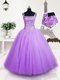 Lilac Lace Up Straps Beading and Sequins Little Girl Pageant Gowns Tulle Sleeveless