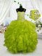 Discount Yellow Green Sleeveless Beading and Ruffles Floor Length Little Girls Pageant Dress