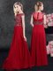 Fantastic Scoop Chiffon Cap Sleeves Floor Length Prom Dresses and Appliques
