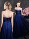 Sleeveless Floor Length Sequins Zipper Homecoming Dress with Navy Blue