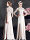 Champagne High-neck Zipper Lace Prom Dresses Half Sleeves