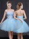 Light Blue Homecoming Dress Prom and Party and For with Appliques Sweetheart Sleeveless Lace Up