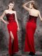 Red Sweetheart Zipper Beading and Appliques Prom Gown Sleeveless