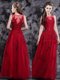 Glamorous Scoop Floor Length Empire Sleeveless Wine Red Prom Dresses Side Zipper