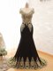 Cheap Scoop With Train Side Zipper Dress for Prom Black for Prom with Beading and Appliques Brush Train