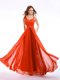 Floor Length Orange Red Evening Dress Straps Sleeveless Zipper