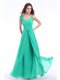Empire Evening Dress Turquoise Straps Chiffon Sleeveless Floor Length Zipper