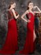 Fashion Red Chiffon Zipper Homecoming Dress Sleeveless With Brush Train Appliques