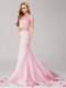 Scoop Beading Evening Dress Pink Zipper Short Sleeves With Brush Train