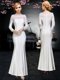 White Off The Shoulder Backless Ruching Evening Dress Long Sleeves