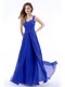 Royal Blue Chiffon Zipper Straps Sleeveless Floor Length Homecoming Dress Hand Made Flower