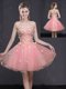 Pink Sleeveless Organza Lace Up for Prom and Party Pink Sleeveless Organza Lace Up for Prom and Party