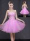 Sweetheart Sleeveless Prom Dresses Mini Length Appliques Lilac Organza