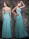 Traditional Floor Length Aqua Blue Dress for Prom Sweetheart Sleeveless Zipper