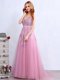 With Train Empire Sleeveless Pink Homecoming Dress Brush Train Backless