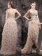 Champagne Zipper Prom Gown Appliques and Ruffles Sleeveless High Low