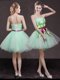 Suitable Apple Green Sleeveless Organza Lace Up Prom Party Dress for Prom and Party