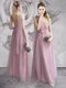 Deluxe One Shoulder Floor Length Lace Up Dress for Prom Lavender for Prom and Party with Ruching and Bowknot and Hand Made Flower