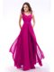 Enchanting Fuchsia Empire Chiffon Straps Sleeveless Hand Made Flower Floor Length Zipper Prom Gown