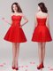 Graceful Beading and Appliques Prom Dresses Red Lace Up Sleeveless Mini Length