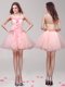 Comfortable Mini Length Pink Evening Dress Sweetheart Sleeveless Zipper