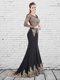 Artistic Scoop With Train Mermaid Long Sleeves Black Prom Dresses Brush Train Lace Up