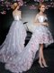 Free and Easy Grey Strapless Neckline Appliques Evening Dress Sleeveless Zipper