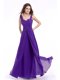 Purple Straps Zipper Hand Made Flower Prom Evening Gown Sleeveless