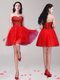 Shining Red A-line Beading Homecoming Dress Lace Up Tulle Sleeveless Mini Length
