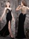 Appliques Dress for Prom Black Zipper Sleeveless With Brush Train