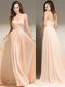 Charming With Train Empire Sleeveless Peach Prom Party Dress Brush Train Clasp Handle