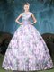 Cheap Straps Multi-color Lace Up 15th Birthday Dress Appliques and Pattern Sleeveless Floor Length