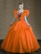 Shining Floor Length Ball Gowns Sleeveless Orange Red Quinceanera Dress Lace Up
