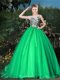 Scoop Appliques and Belt Sweet 16 Dresses Green Zipper Sleeveless Brush Train Scoop Appliques and Belt Sweet 16 Dresses Green Zipper Sleeveless Brush Train