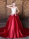 Custom Design Scoop Sleeveless Elastic Woven Satin Sweet 16 Dresses Lace and Appliques Lace Up