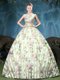 Multi-color Sweet 16 Dress Military Ball and Sweet 16 and Quinceanera and For with Appliques and Pattern Straps Sleeveless Lace Up