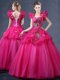 Custom Fit Fuchsia Tulle Lace Up Straps Sleeveless Floor Length Vestidos de Quinceanera Appliques