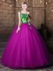One Shoulder Purple Sleeveless Pattern Floor Length Ball Gown Prom Dress