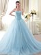 Light Blue Sweetheart Lace Up Beading Quince Ball Gowns Sleeveless