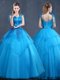 Floor Length Ball Gowns Sleeveless Baby Blue 15 Quinceanera Dress Lace Up